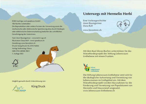 Kinderbuch Unterwegs mit Hermelin Herbi Vorsatz und Impressum